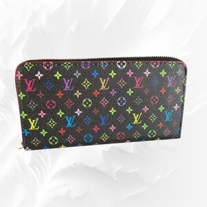 LV  Multicolor Monogram Zipper Wallet - Black Zippy